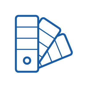 Symbol einer Farbpalette als Icon, ideal für Design, Farbauswahl und Grafikgestaltung.